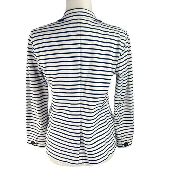 J.Crew Women's White & Blue Striped Stretch Blazer Jacket Size Small - Picture 8 of 15